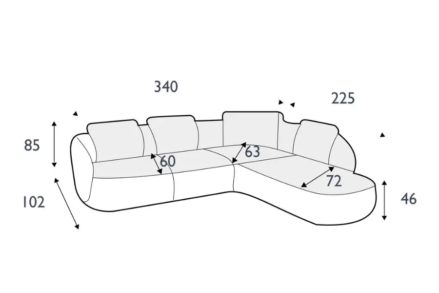 Aurelo Curve Medium Left Hand Corner Sofa with Round Chaise