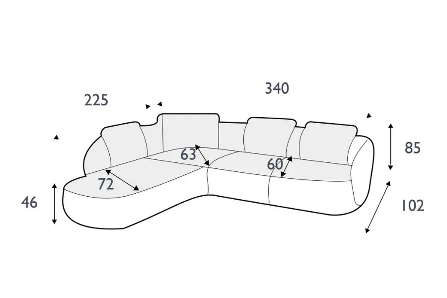 Aurelo Curve Medium Right Hand Corner Sofa with Round Chaise